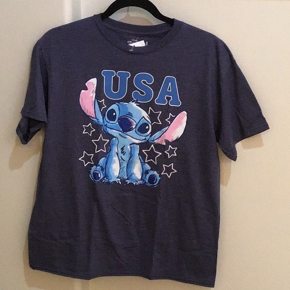 Disney Navy Stitch USA T-Shirt - Picture 1 of 3